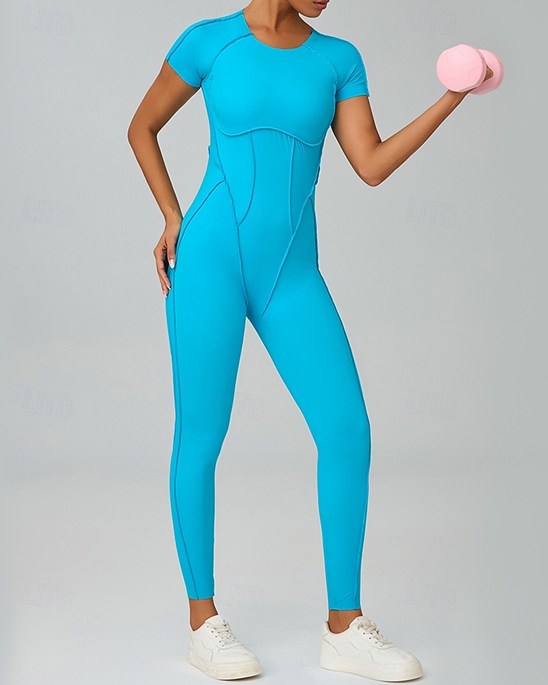 Mujer Mono de Fitness Pijama Mono Color sólido Body Verano Primavera Otoño Arroz blanco Rosa Entrenamiento de gimnasio Aptitud física Yoga Eslático Transpirable Manga Corta Deporte Ropa de Deporte 2026 - $44.99 –P27
