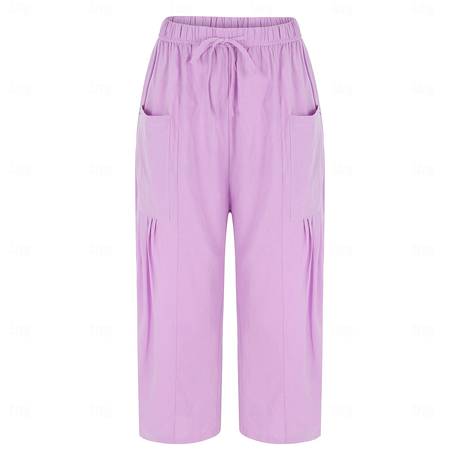 Жен. Широкие Льняные брюки Штаны Чино Отпуск Мода Классический Полная длина Нормальная Полотняное плетение Кулиска Плиссировка Карман Комфорт Легкость Дышащий Неэластичная 2026 - $19.99 –P5