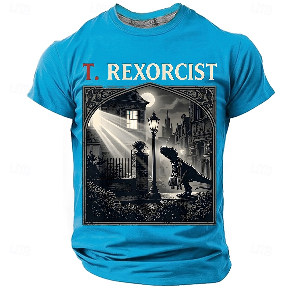 Men's T. REXORCIST Funny Movie Parody T-Rex Dinosaur Priest Silhouette Graphic T-Shirt Gothic Horror Noir Style Casual Short Sleeve Tee Halloween Gift Designer Clothing Apparel S M L XL XXL XXXL 2026 - $21.99 –P3