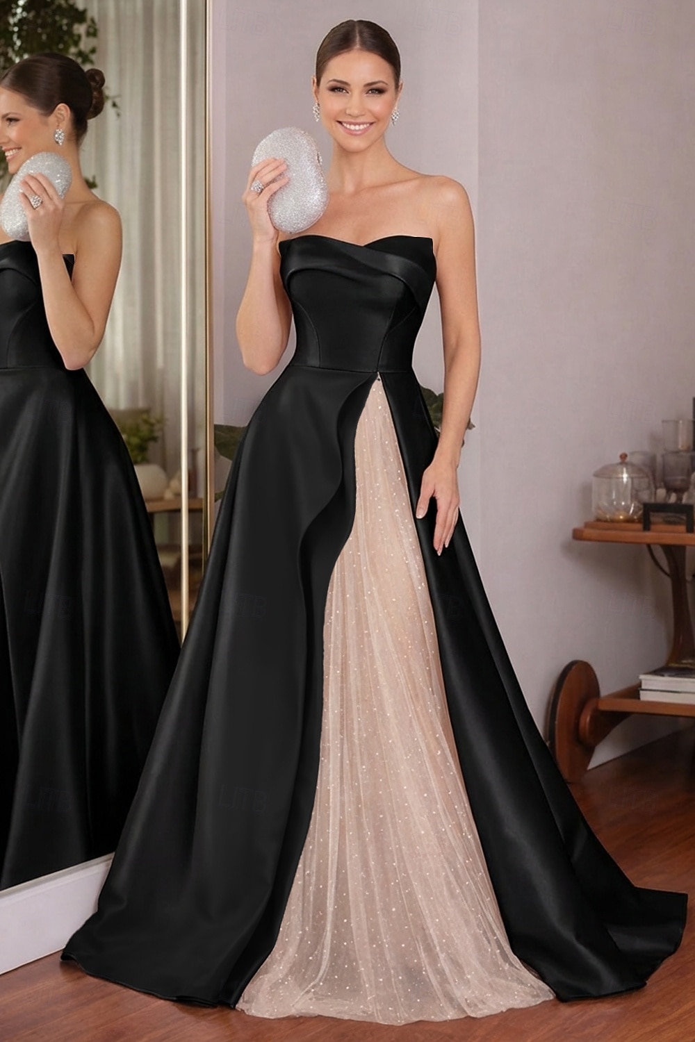 Meerjungfrauenschnitt Bodenlang Abiballkleider Elegant Glitzernd Dreiviertelarm Juwelenhals Hochzeit Formell Paillettenbesetzt mit Glitzer Quaste 2026 - $114.99 –P9