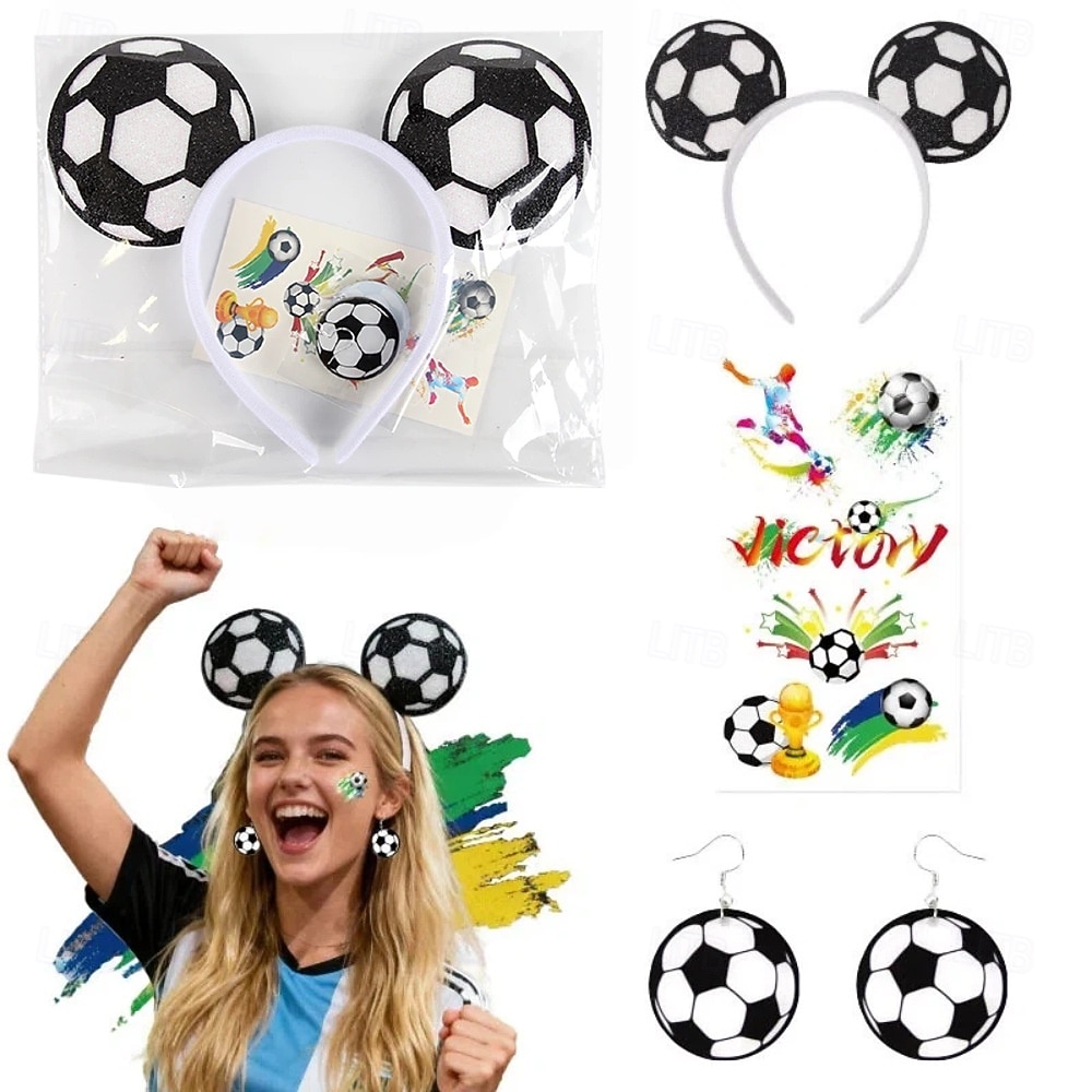 Kit para fanáticos del partido mundial de fútbol de verano de EE. UU., Canadá y México 2026, accesorios para porristas, diademas, aretes, tatuajes adhesivos y accesorios para porristas y apoyo 2026 - $9.99 –P1