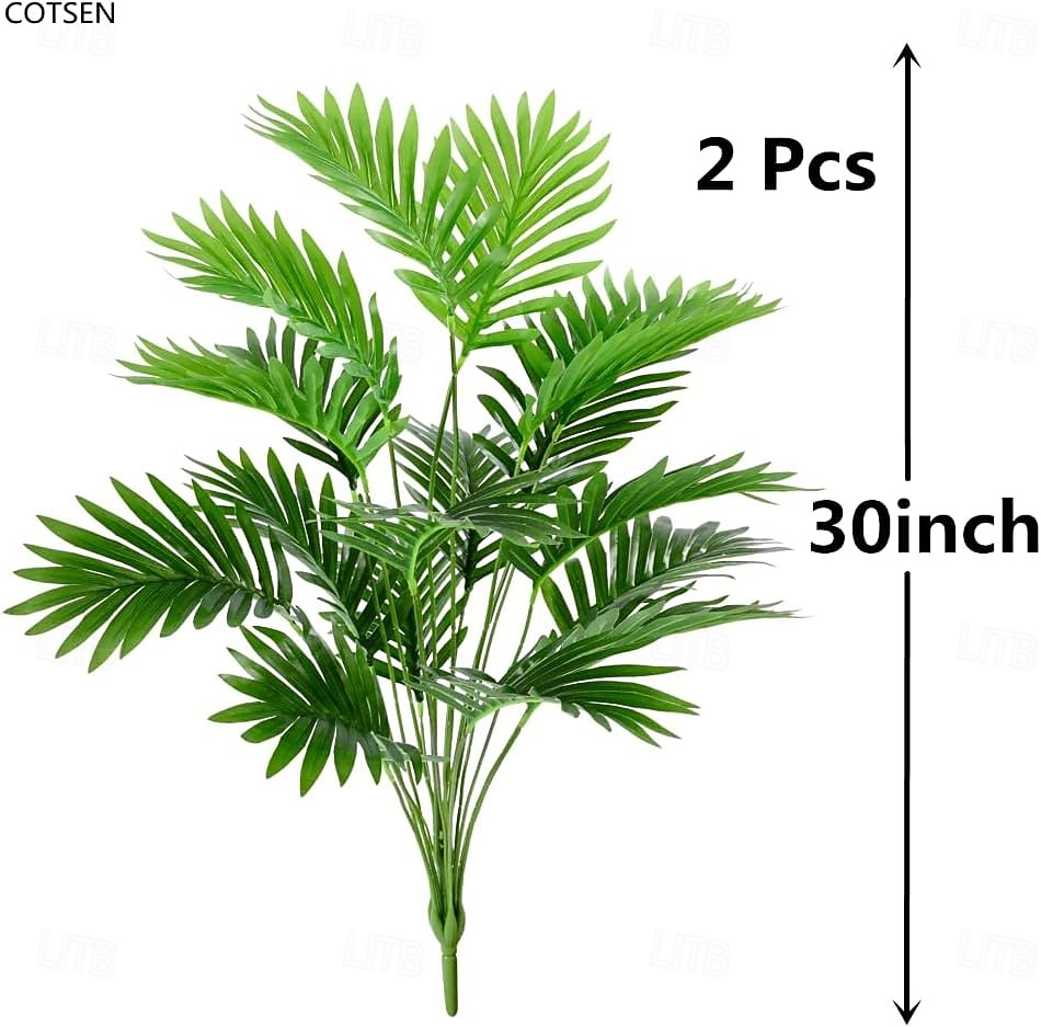2 ks umělé arekové palmy, umělé rostliny, 30 palcové umělé rostliny, umělá palma, velké arekové palmy, tropické listy, zeleň, rodinná kancelář, vnitřní a venkovní dekorace 2026 - $21.99 –P2