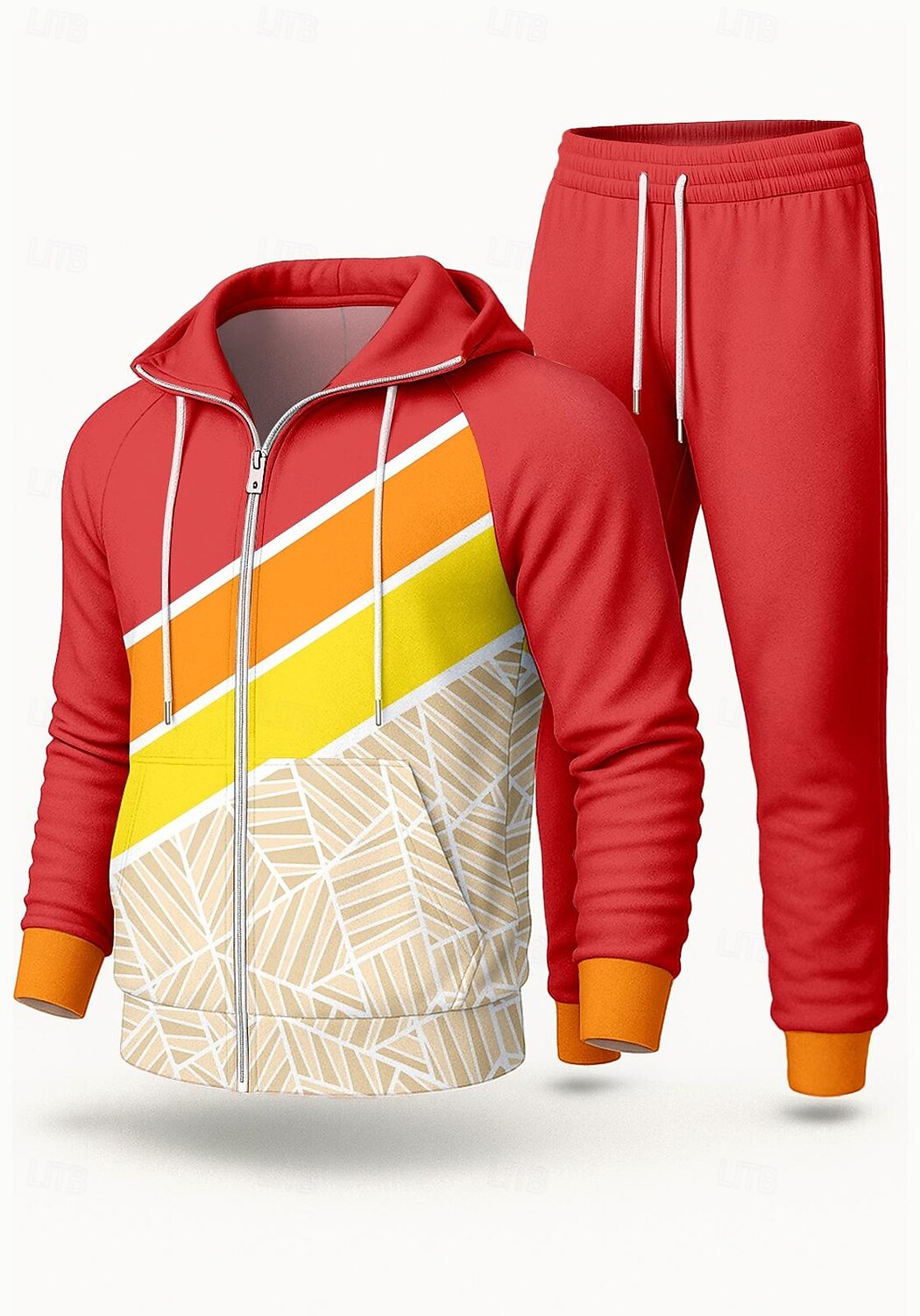 Herre Sportsklær fra 80-tallet Hattetrøje Joggedress Snorer Ta igjen glidelåsen Geometrisk Treningsdrakt Høst Vinter Svart Rosa Spandex Yrke Utendørs Reise Lettvekt Mote Langermet Sport Sportsklær 2026 - $47.99 –P5