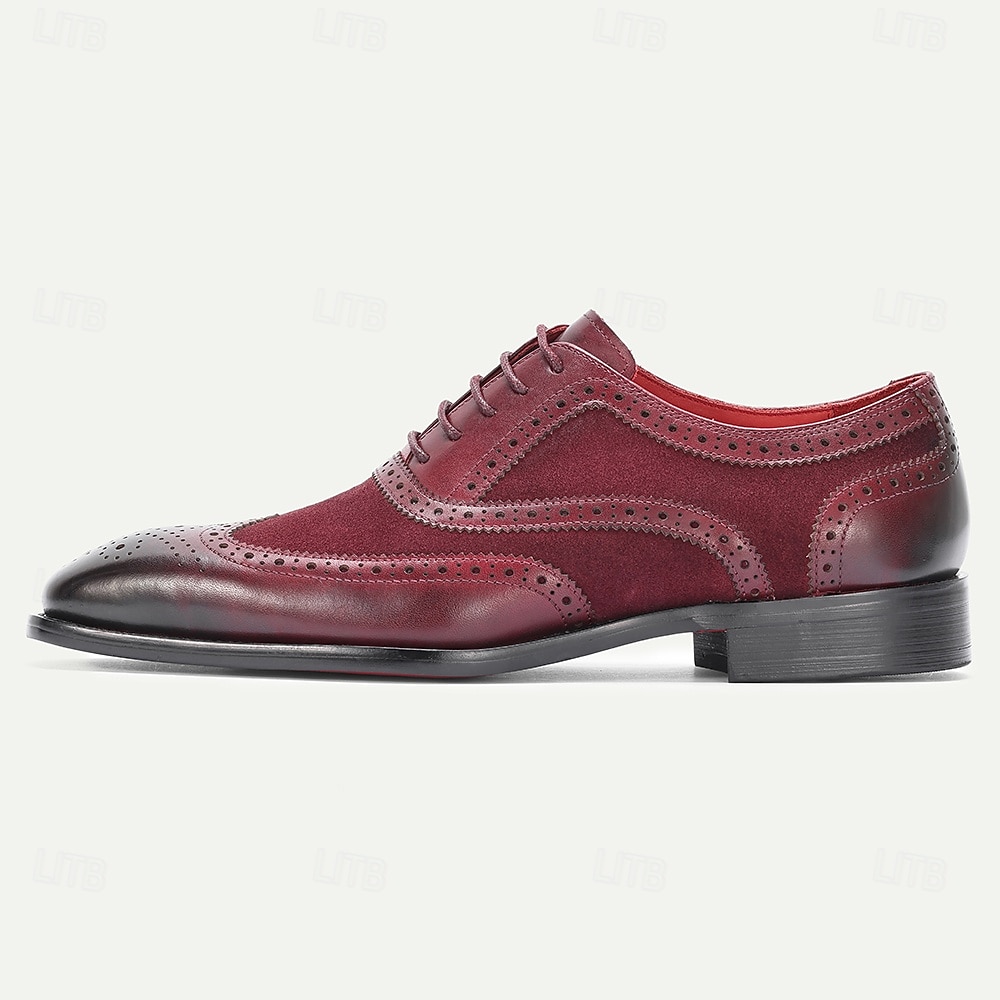 Sapatos brogue masculinos em couro legítimo – couro bovino premium, design wingtip, estilo elegante e clássico, sapatos sociais confortáveis para homens, ideais para casamentos, festas, escritório e eventos formais. de 2026 por $109.99 –P4