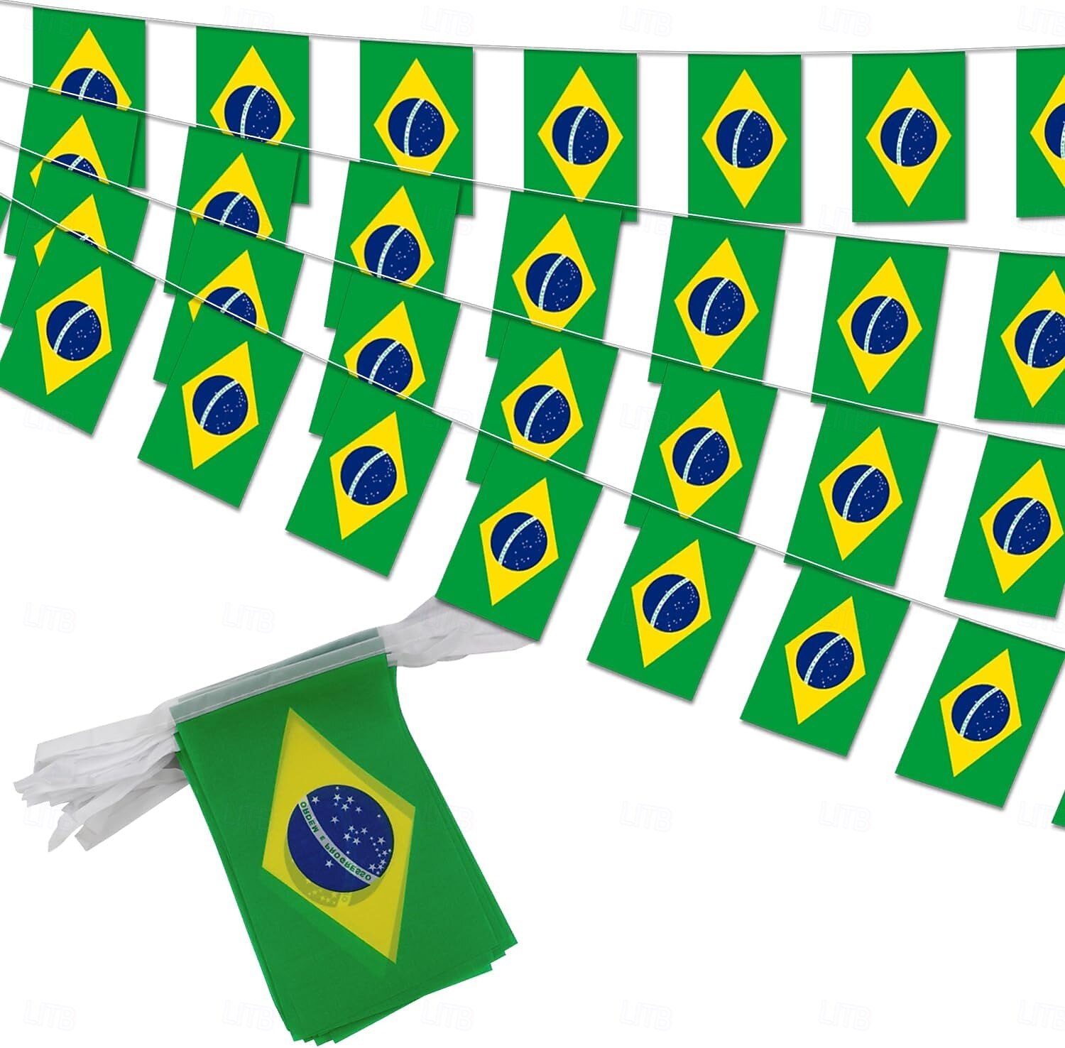 2026年 ブラジルのストリングフラッグ、ペナントバナー、サッカーワールドカップサマーカップの試合用、旗50枚、46フィートの小さなミニブラジル国旗、国の装飾、学校、パーティー、スポーツイベント用の旗バナー  コレクション – $16.99 –P1