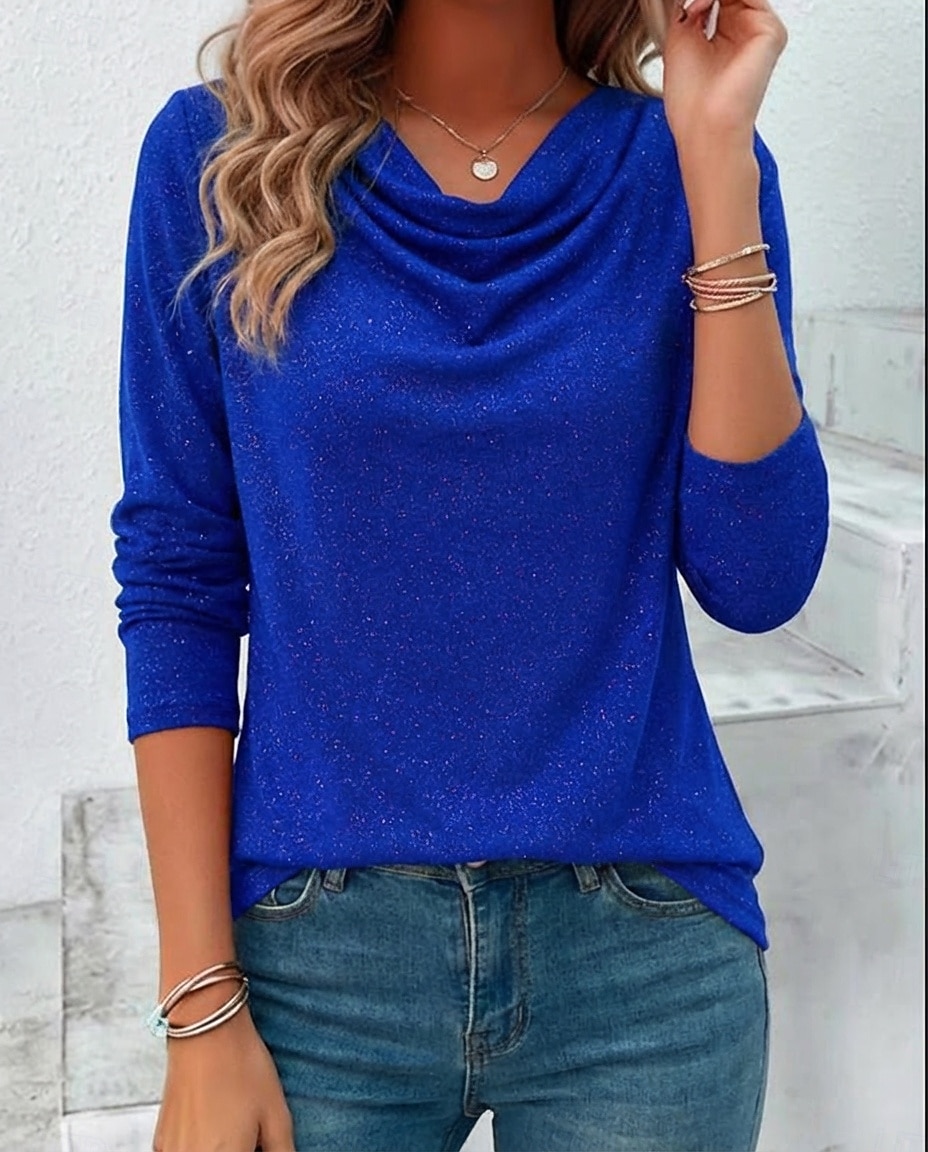 Femmes Haut d'épissage en dentelle Chemisier Élégant Mode manche longue Col Bénitier Hauts Réguliers Quotidien Tenue de soirée Sortir Bleu Noir Jaune Rouge Violet Printemps Automne de 2026 ? $27.99 –P3