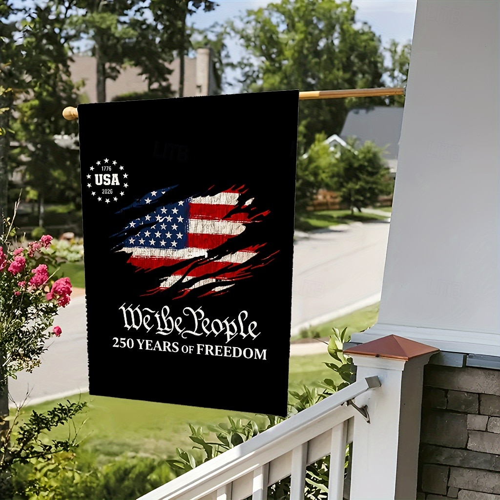 2 kpl 250-vuotisjuhlavuotta esittelevä Yhdysvaltain lippu, kaksipuolinen, ulkokäyttöön tarkoitettu isänmaallinen puutarhalippu Vapaudenpatsaalla, 4. heinäkuuta -koristeet Yhdysvaltain 250-vuotisjuhlaan, USA 250 -aiheiset tuotteet, muisto 1776-2026 2026 - $11.49 –P3