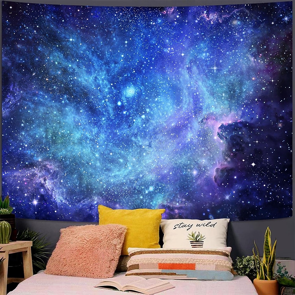 Deep Blue Purple Galaxy Nebula Wall Tapestry Starry Night Sky Outer Space Ethereal Glow Cosmic Wall Hanging for Bedroom Living Room Dorm Aesthetic Backdrop 2026 - $20.99 –P2