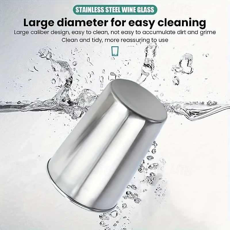 Juego de 5 vasos de acero inoxidable, vasos de vino portátiles con estuche de cuero, diseño en forma de bala, ideales para acampar, bares y restaurantes, duraderos y apilables, disponibles en 2026 - $12.99 –P9