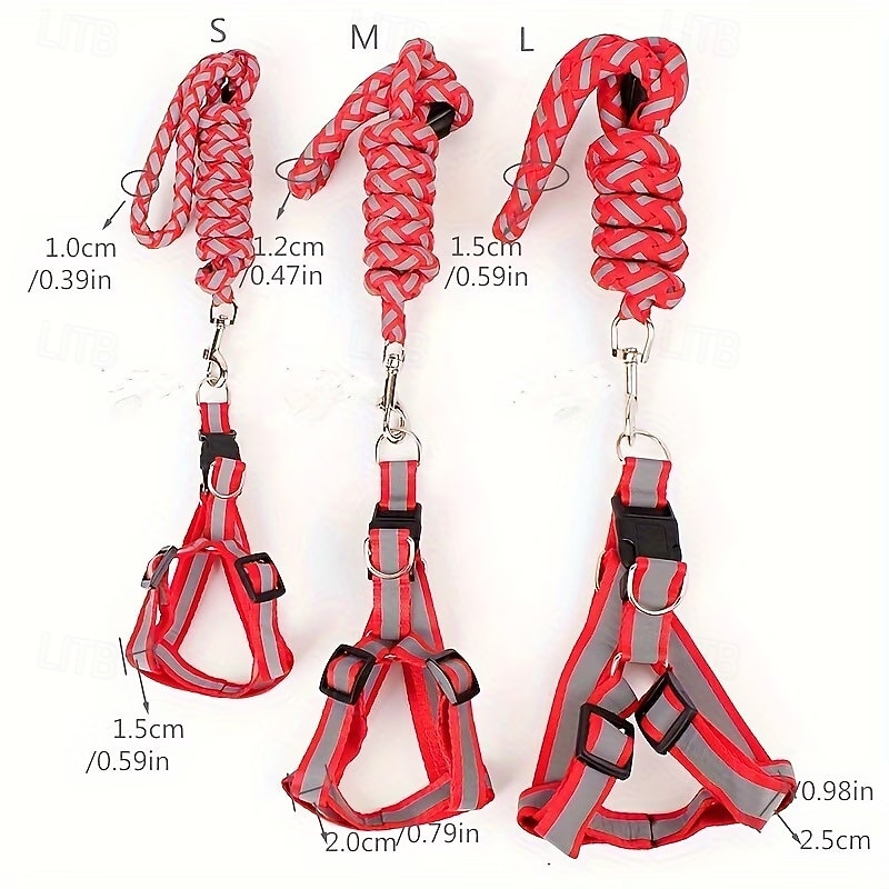 Guinzaglio per cani, pettorina antistrappo, gilet riflettente in nylon per cani, guinzaglio da addestramento, adatto a cani di piccola taglia del 2026 a $14.49 –P4