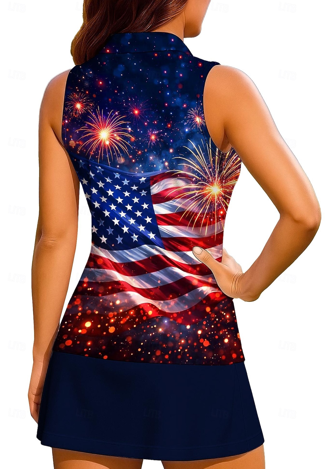 Amerikas 250. Jahrestag Tag der Unabhängigkeit Damen Nationalflagge Sporthemd Golf-Poloshirt Tank Top Ärmellos Knöpfe UPF50+ UV Schutz Atmungsaktiv Tennis Badminton Outdoor-Übung Umschlagkragen 2026 - $18.99 –P2