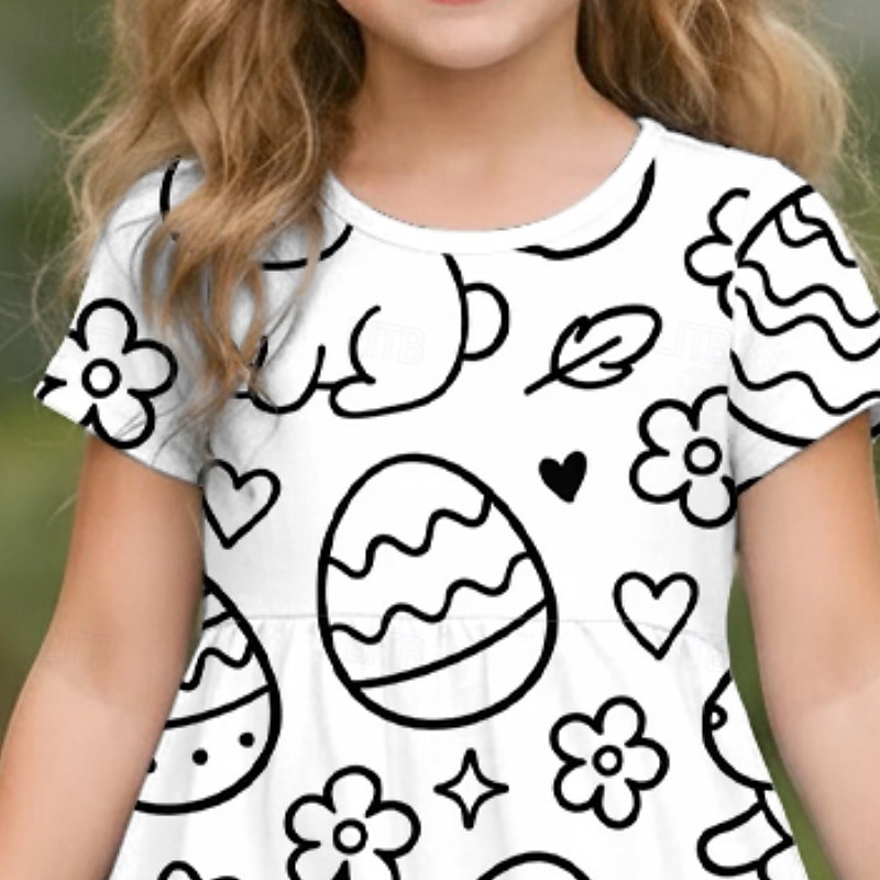 Pâques FILLE 3D Graphique Lapin Robe Manche Courte Impression 3D Été Printemps Quotidien Vacances Soirée Mignon Basique Occasionnel Enfants 4-12 ans Robe Décontractée Robe trapèze Mi-long Coupe de 2026 ? $20.99 –P2