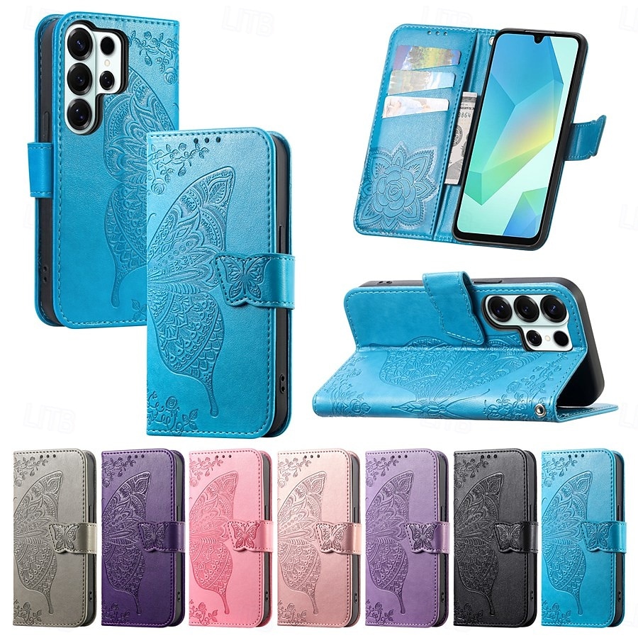Phone Case For Samsung Galaxy S26 S26 Plus S26 Ultra Wallet Case Flip Cover with Wrist Strap Kickstand Butterfly Retro TPU PU Leather 2026 - $14.99 –P1