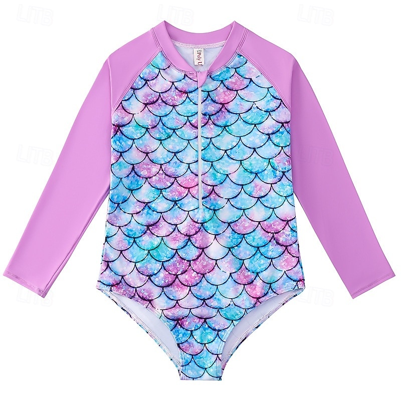 Maillot de bain Enfants Fille Extérieur Graphique Vacances Fermeture éclair Maillots de bain 4 ans et + Été Bleu Rose Claire Rose Claire de 2026 ? $21.99 –P6