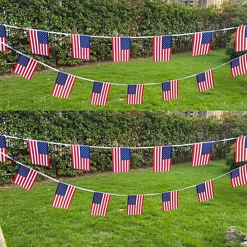 Cordões com bandeiras patrióticas dos EUA – 20/40 mini bandeiras americanas para sala de aula, jardim &4 de julho, Dia da Independência, 250º aniversário, decorações do Dia da Memória de 2026 por $10.99 –P1