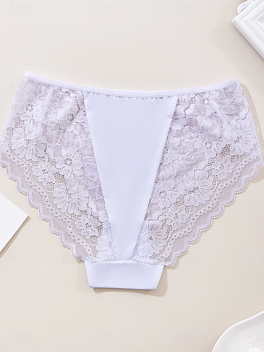Women's Panties Lace Elastic WaistNightwearSpandex Nylon Casual Solid Colored Fashion Cute Black White Red Navy Blue Spring & Summer 2026 - $4.99 –P4