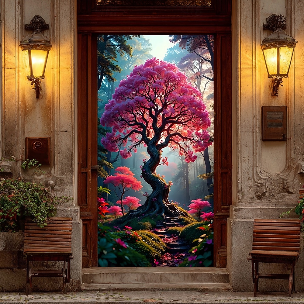 Árvore da vida, lua cheia gigante, raízes brilhantes, paisagem noturna mística, banner de porta, tapeçaria de parede, decoração para casa, decoração de porta de entrada, decoração de hall de entrada, de 2026 por $17.99 –P14