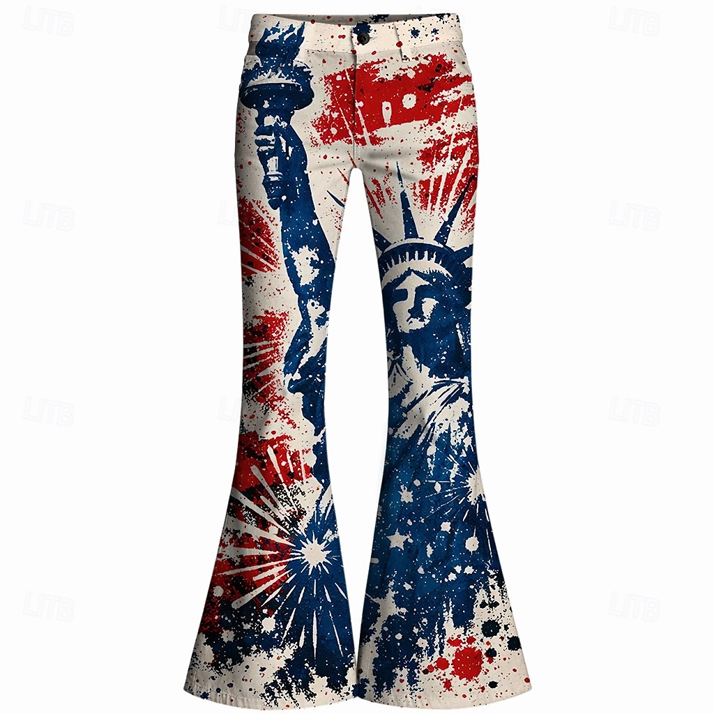 250º Aniversário EUA Retro Vintage Anos 70 Calças Calça boca de sino Hippie Discoteca Cintura Alta Fantasia Mulheres Baile de Máscaras 4 de julho Festa Dia da Independência Adulto Calças de 2026 por $35.99 –P2