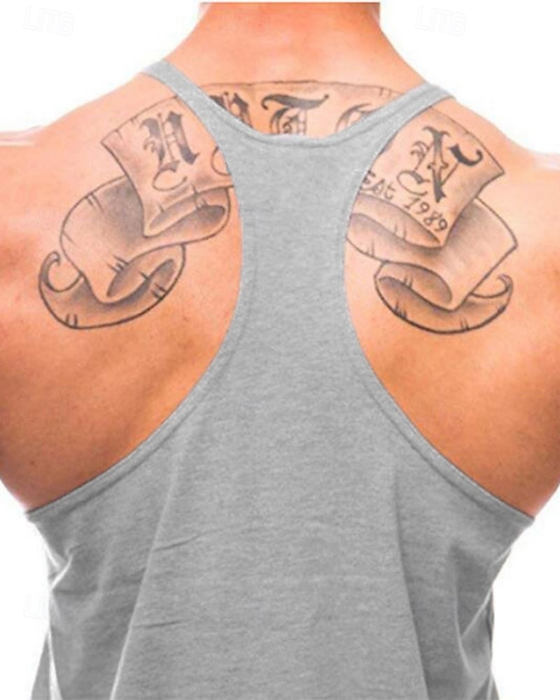 Herre Grafisk Bokstaver Treningstank topp Singlet til jogging Gymtopp Sommer Racerrygg Ermeløs Hurtigtørkende Fukttransport Treningsøkt Aktiv trening Trening Blå Svart Gul Sports Sportsklær 2026 - $10.49 –P10