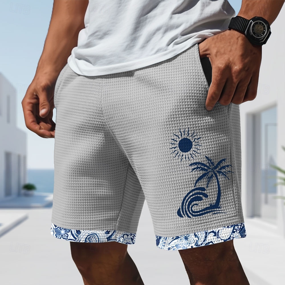 Herren Kokospalme Blumendruck Tropische Blumen Waffel-Shorts Freizeitshorts Shorts mit Struktur Mittlere Taille Hawaiihemd Outdoor Urlaub Elastischer Kordelzug in der Taille Shorts mit Taschen 2026 - $22.99 –P5