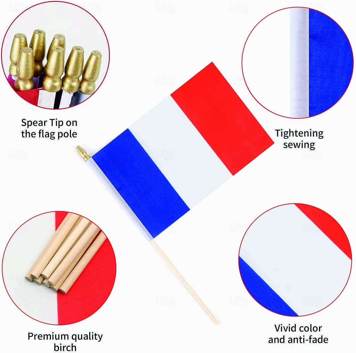 25balení malých francouzských vlaječek, ruční mini francouzská vlajka na tyčce, 5x8 palců, na letní mistrovství světa ve fotbale, sportovní akce, párty dekorace, fandění fanoušků 2026 - $16.99 –P3
