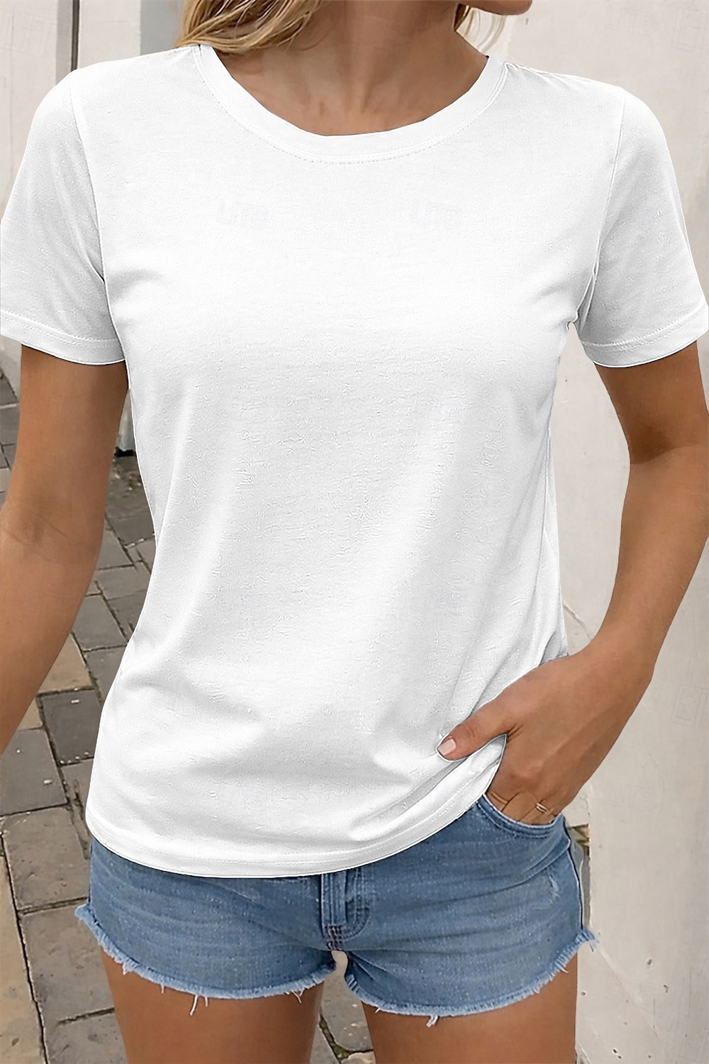 Pentru femei Mărime Plus Tricou Tricouri Culoare solidă Clasic Casual Manșon scurt Stil Nautic Topuri obișnuite Zilnic Ieșire Negru Alb Roz Îmbujorat Gri Închis Caisă Vară Primăvară 2026 - $19.99 –P1