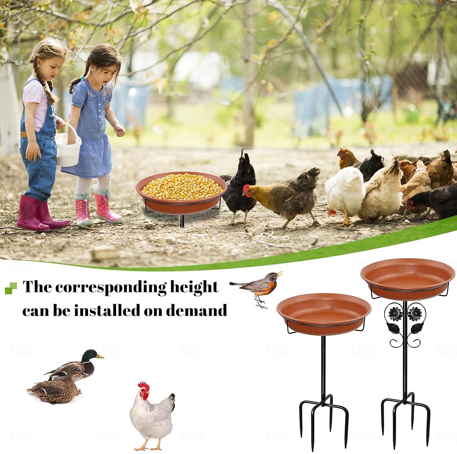 ανεξάρτητο μπολ birdbaths υπαίθριο, ελεύθερη στάση κήπου μπολ τροφοδοσίας πουλιών με μεταλλικό πάσσαλο, αποσπώμενος διακοσμητικός τροφοδότης σπα για γκαζόν αυλής κήπου αίθριο 2026 - $27.99 –P3