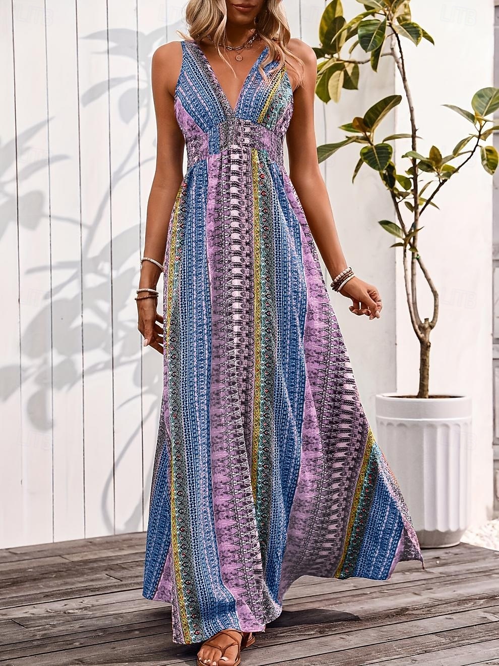 Stile Boho Retrò Vintage Boho Lunghezza lunga Vestito Senza maniche Stile Boho Scollo a V Costume Per donna Mascherata Festival Musicale Festa a tema retrò Adulti Vestito Estate del 2026 a $36.99 –P8