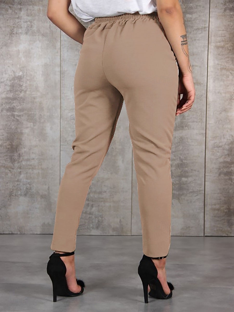 Damen Tapered Hose Chinos Urlaub Streetwear Lässig Knöchellang Mittlere Taillenlinie Einfach Kordelzug Tasche Elastischer Bund Bequem Atmungsaktiv Mikroelastisch Täglich Outdoor Streetwear Schwarz 2026 - $14.99 –P3