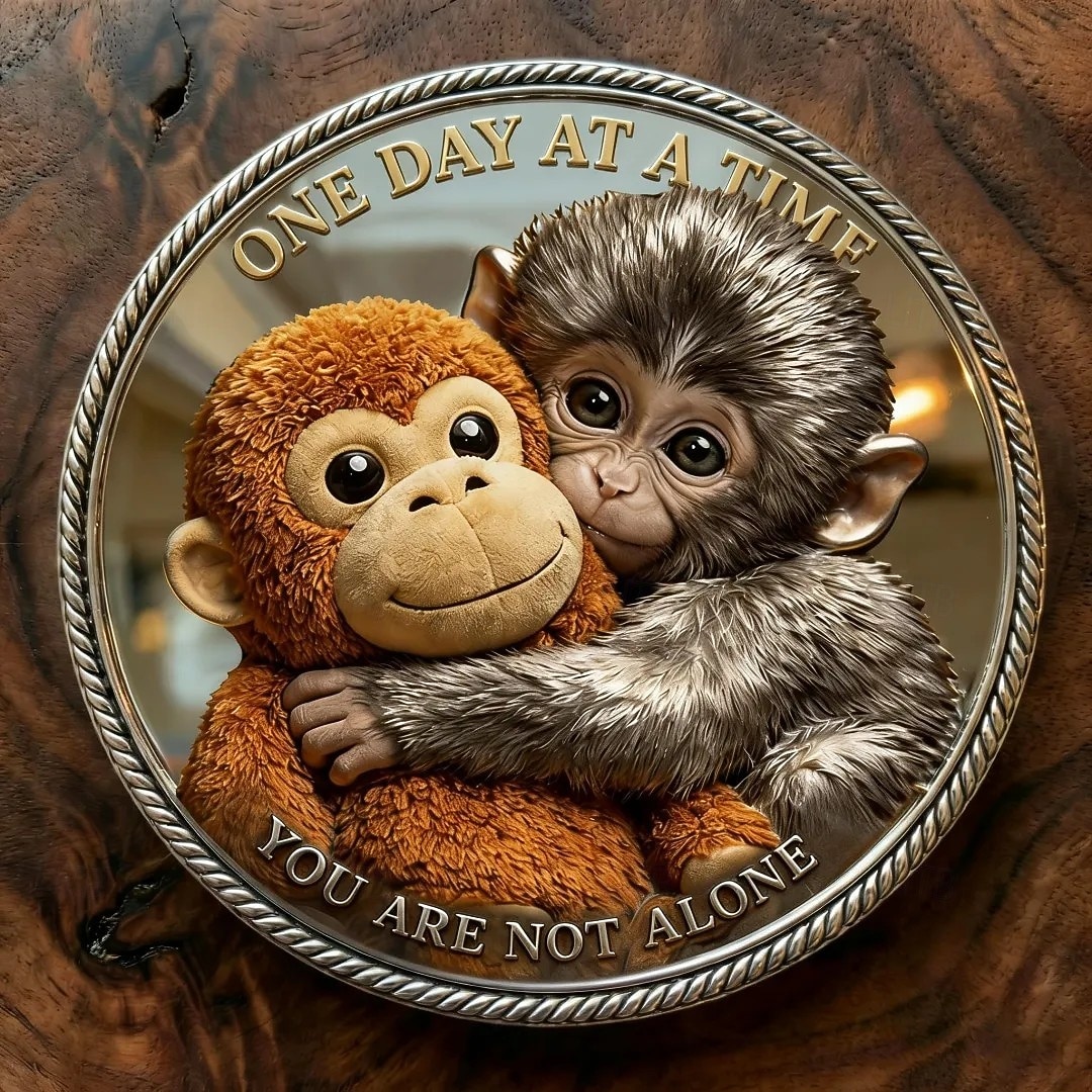 Moeda de macaco socador de apoio emocional – escultura de pelúcia colecionável motivacional de macaco, enfeite de mesa inspirador, presente para saúde mental, um dia, um passo, decoração reconfortante para casa de 2026 por $21.99 –P2