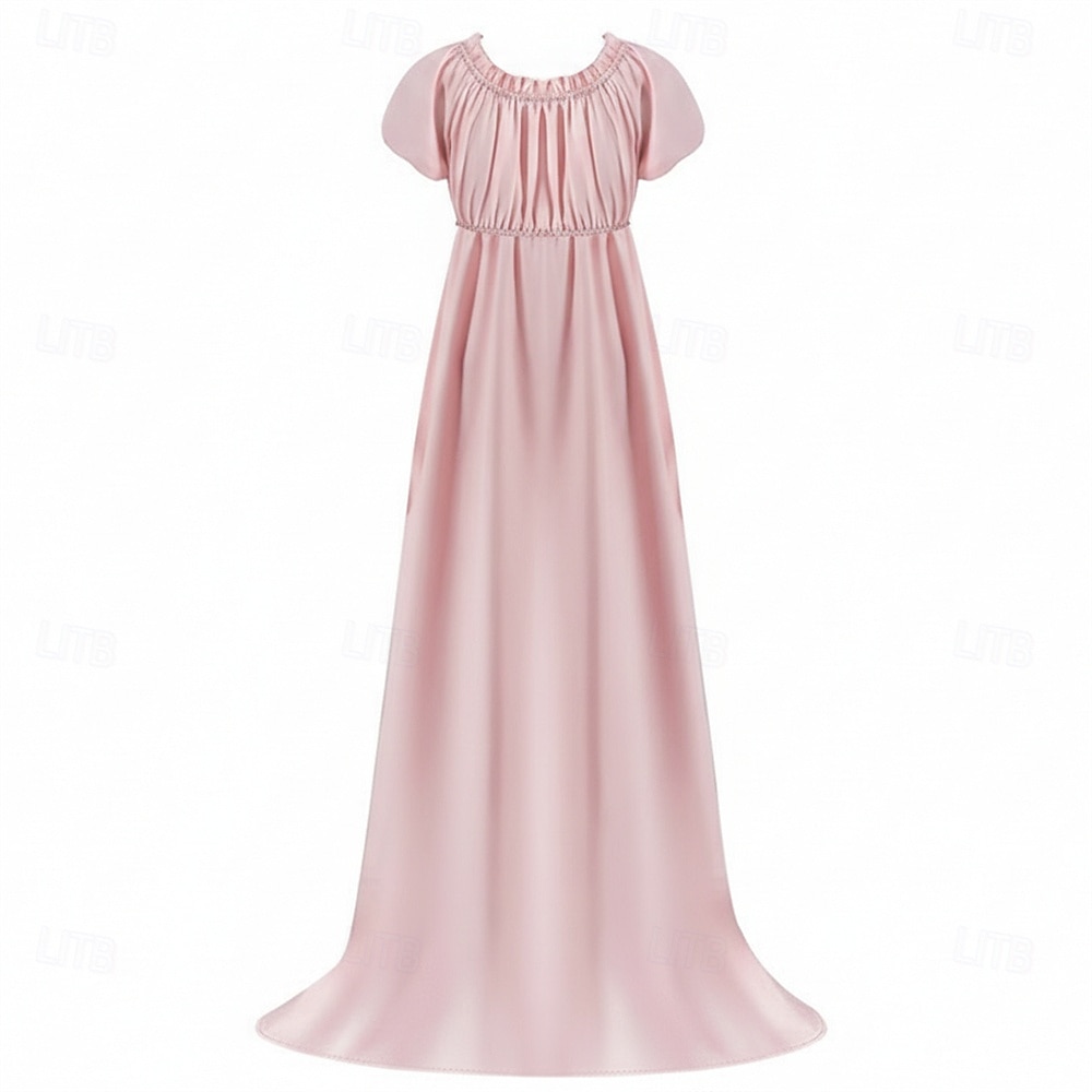 Renaissance 19ème siècle Période de la Régence Longueur au sol Robe Manches courtes Princesse Dame Col rond Déguisement Femmes Royal Halloween Carnaval Foire de la Renaissance Soirée à thème rétro de 2026 ? $59.99 –P3