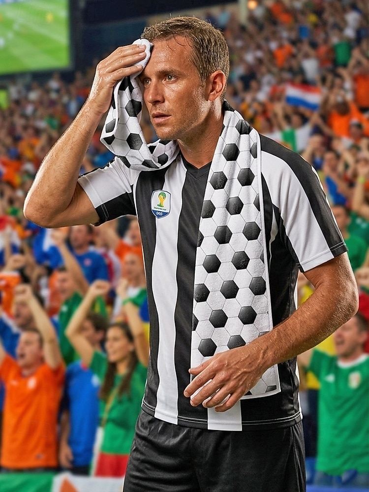 Sport-Kühltuch aus Polyester mit Fußballmuster für Herren, ideal für Fußballtraining, Spieltage, Fanunterstützung, Fitnessstudio und Fitness. 2026 - $11.99 –P3