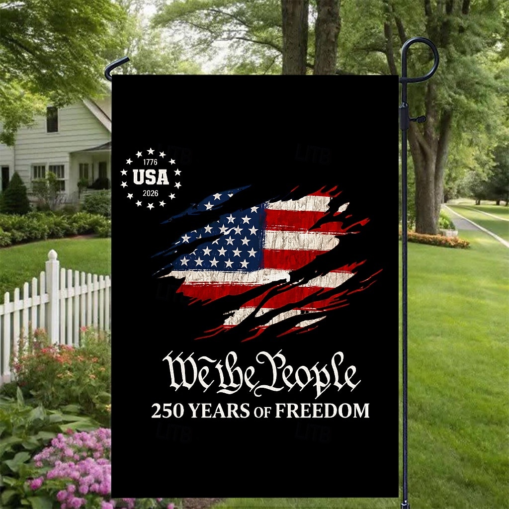 2 kpl 250-vuotisjuhlavuotta esittelevä Yhdysvaltain lippu, kaksipuolinen, ulkokäyttöön tarkoitettu isänmaallinen puutarhalippu Vapaudenpatsaalla, 4. heinäkuuta -koristeet Yhdysvaltain 250-vuotisjuhlaan, USA 250 -aiheiset tuotteet, muisto 1776-2026 2026 - $11.49 –P7