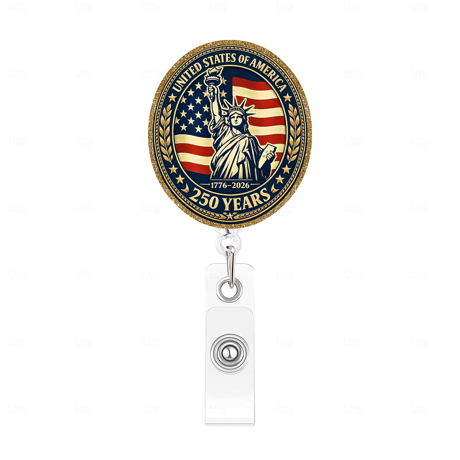 Porta badge retrattile per il 250° anniversario dell'America con clip a coccodrillo, porta badge identificativo per il 250° anniversario dell'indipendenza, accessori per il 4 luglio 1776-2026, regalo del 2026 a $9.99 –P10