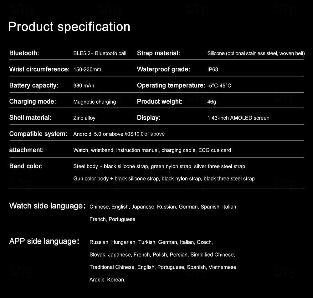 2026年 iMosi ET485 スマートウォッチ 1.43 インチ スマート·ウォッチ ブルートゥース 着信通知 睡眠サイクル計測器 座りがちなリマインダー と互換性があります Android iOS 男女兼用(儿童不要选这个) 長時間スタンバイ ハンドフリーコール 防水 IP68 46mmの時計ケース  コレクション – $73.99 –P11