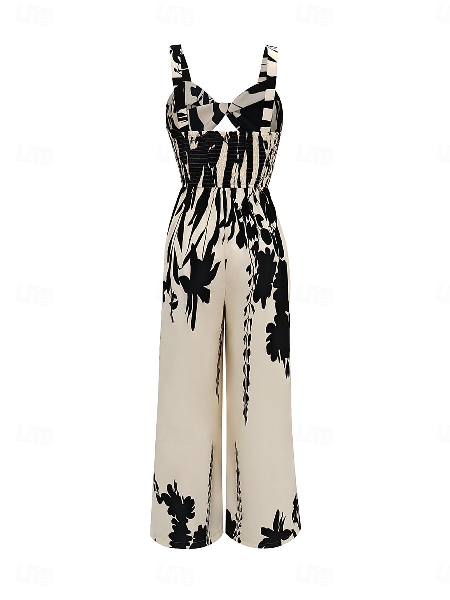 Mujer Normal Mono Activo Floral Sin Mangas Perneras anchas Escote Cuadrado Estampado Espalda al Aire Diario Vacaciones Ajuste regular Albaricoque Verano 2026 - $29.99 –P4