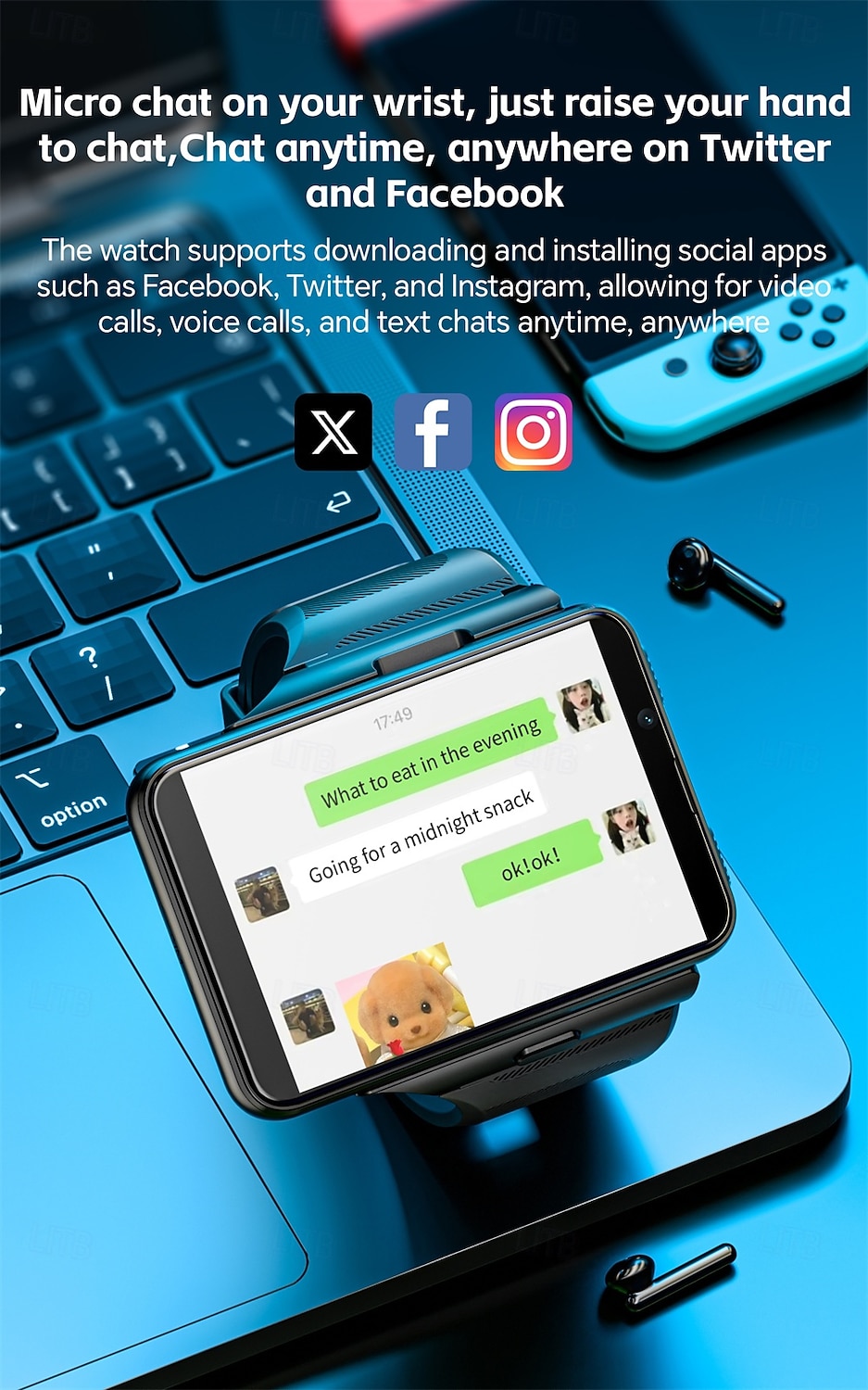 Relógio inteligente Lokmat Appllp Max de 2,88 polegadas com 4G LTE, pedômetro, calendário e câmera, compatível com dispositivos móveis, unissex, com classificação IPX-4 e caixa de 32 mm. de 2026 por $412.79 –P13