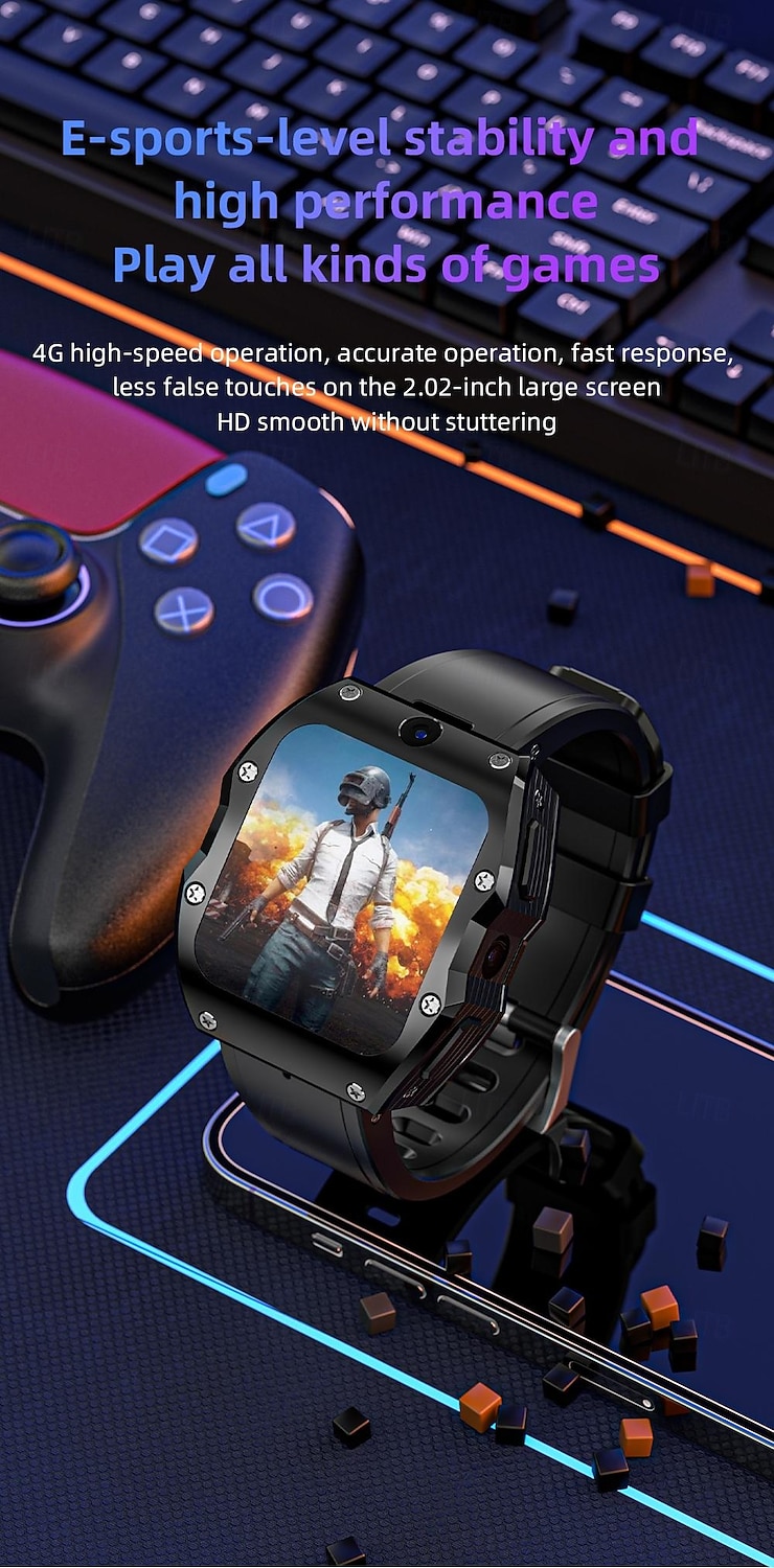 Lokmat appllp 3 max smartwatch 2,02 cala 4G LTE komórkowy smartwatch telefon krokomierz przypomnienie o połączeniach monitor aktywności kompatybilny z Androidem, iOS, GPS unisex, połączenia bez użycia rąk, sterowanie multimediami ipx-4 55 mm 2026 - $334.49 –P10