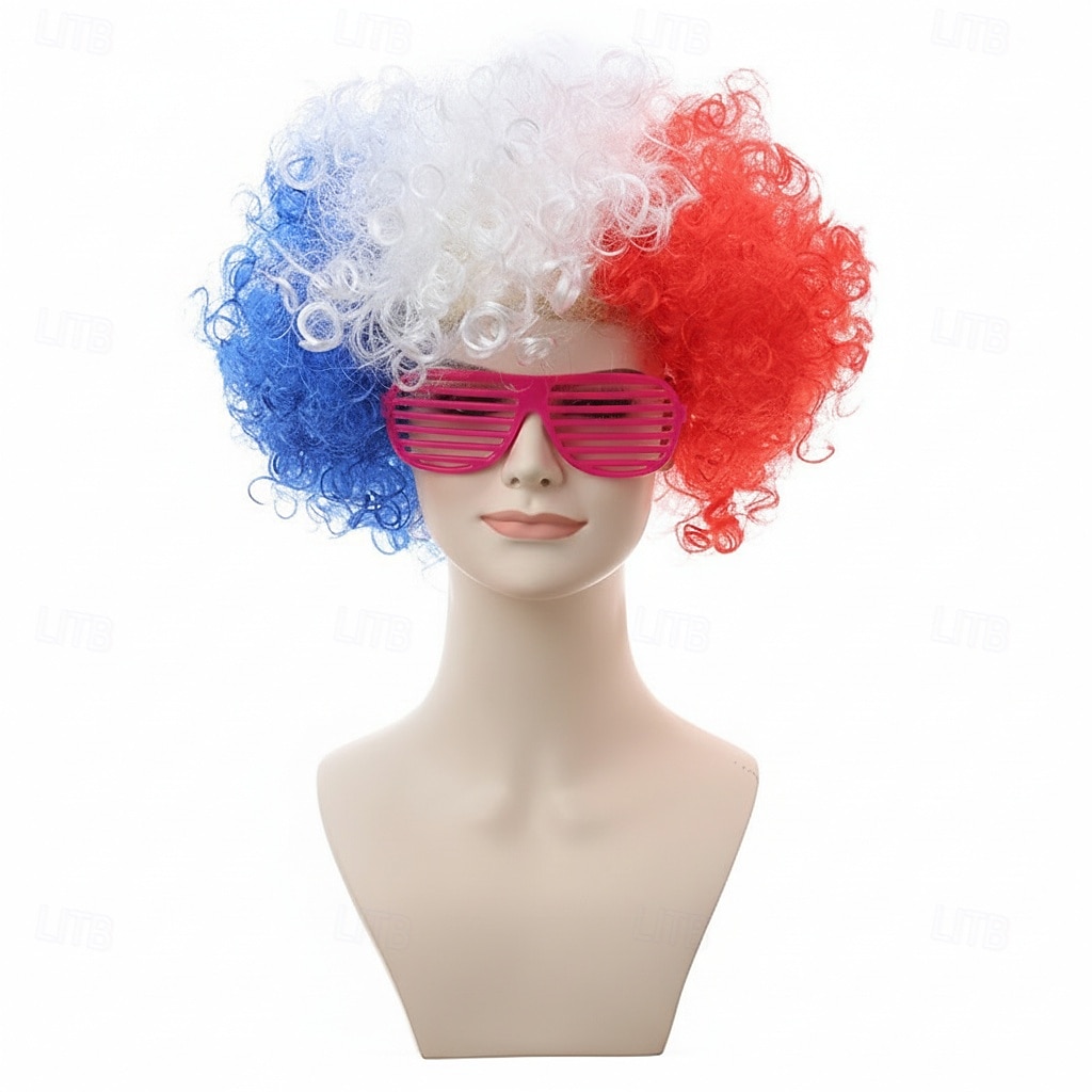 4. juli patriotisk rød hvit blå parykk - USAs uavhengighetsdagsfestkostyme 2026 - $13.99 –P5