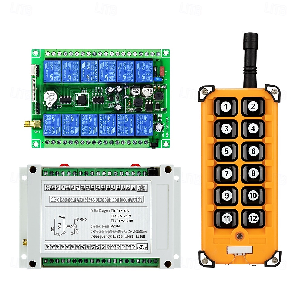 DC12V-36V 12-канальный радиочастотный беспроводной пульт дистанционного управления, реле-приемник 10А 433 МГц 2026 - $79.99 –P2