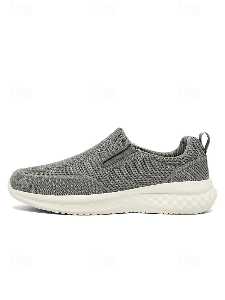 Grijze gebreide instapsneakers voor heren – lichtgewicht casual schoenen voor eiland- en cruisevakanties, ademende schoenen voor op reis en in resorts. 2026 - $42.99 –P9