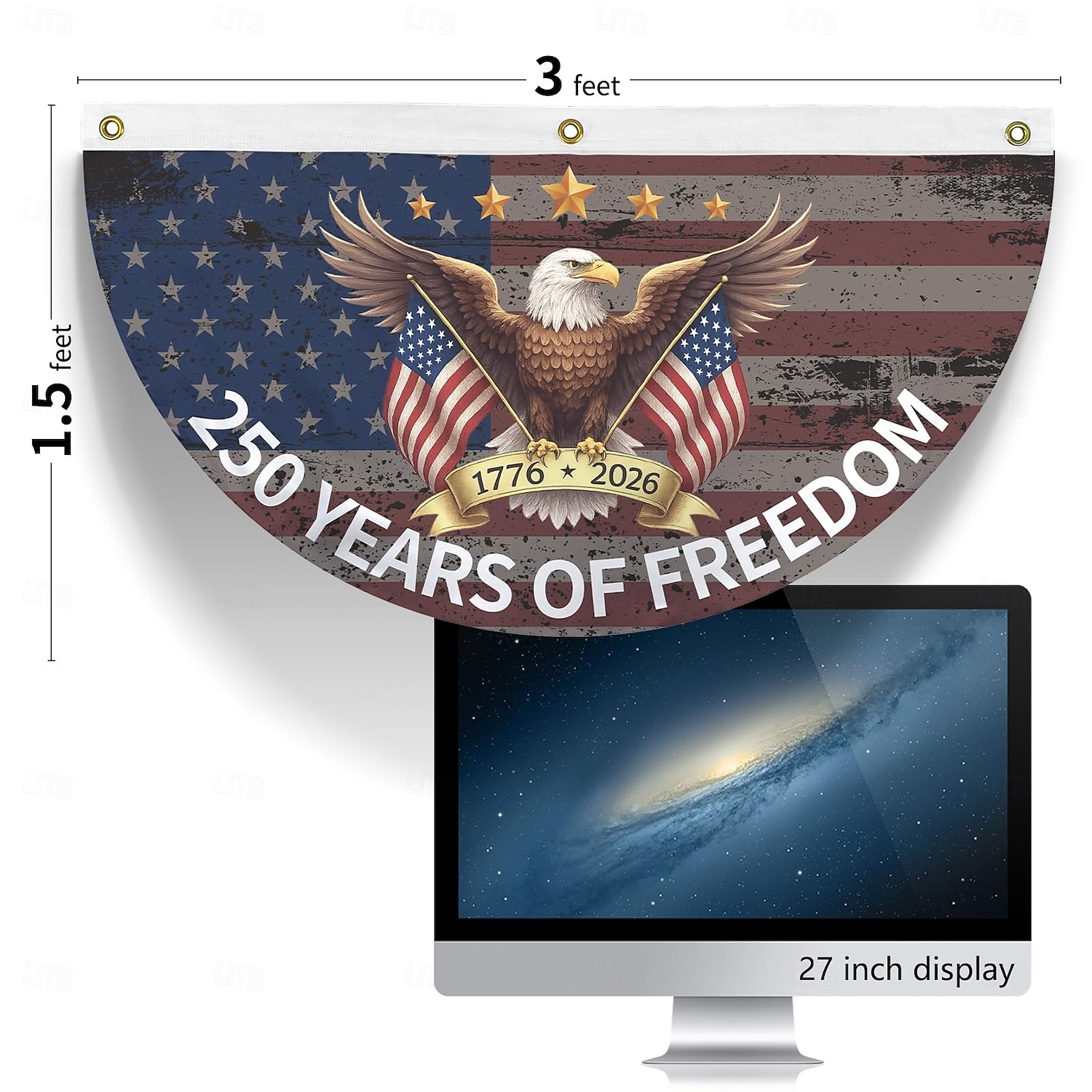 2SZT Flaga 250. rocznicy USA 1,5X3 FT Flagi Fani 1776-2026 Patriotyczne Gwiazdy Ogrodowe Znak Zawieszony Dekor dla Na Zewnątrz Drzwi Frontowe Weranda Powitanie Tło z Mosiężnymi Oczkami 2026 - $18.99 –P4