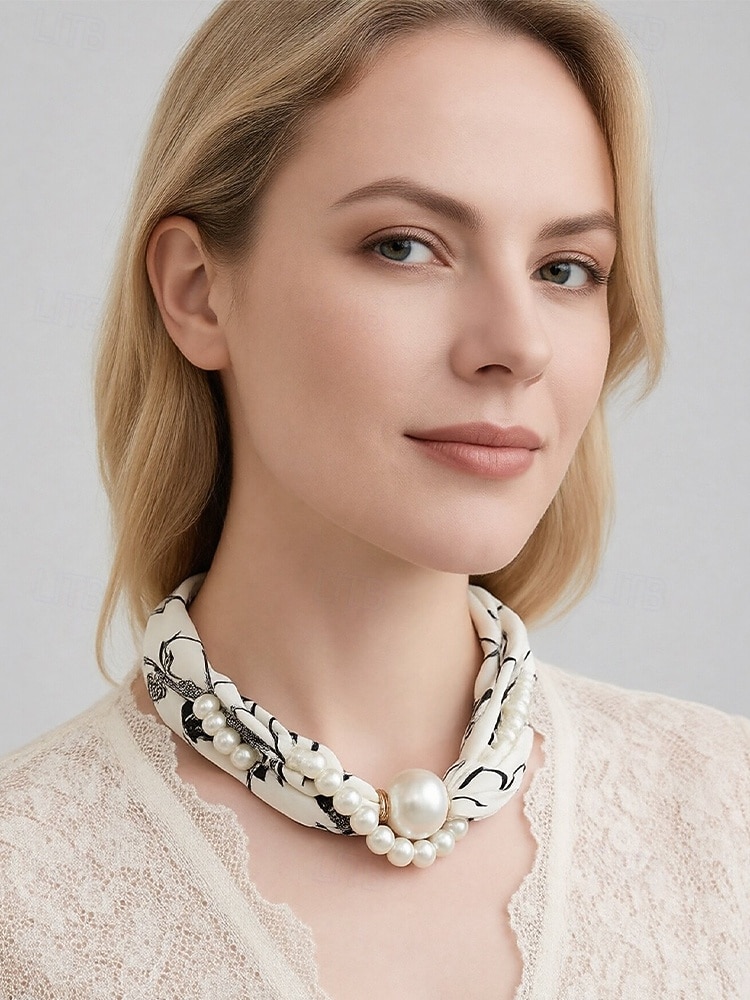 Magnetische Schal-Halskette aus Polyester und Kunstperlen für Damen, modisches, mehrfarbiges Design, geeignet für Alltag, Reisen und Urlaub 2026 - $11.99 –P2