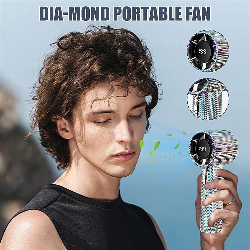ruční ventilátor s kamínky, přenosný ventilátor, ruční osobní chladicí zařízení, cool gadgety, LED displej, dobíjecí, pro dovolenou, turistiku, muže, ženy, cestování, venkovní, kempování 2026 - $35.99 –P3