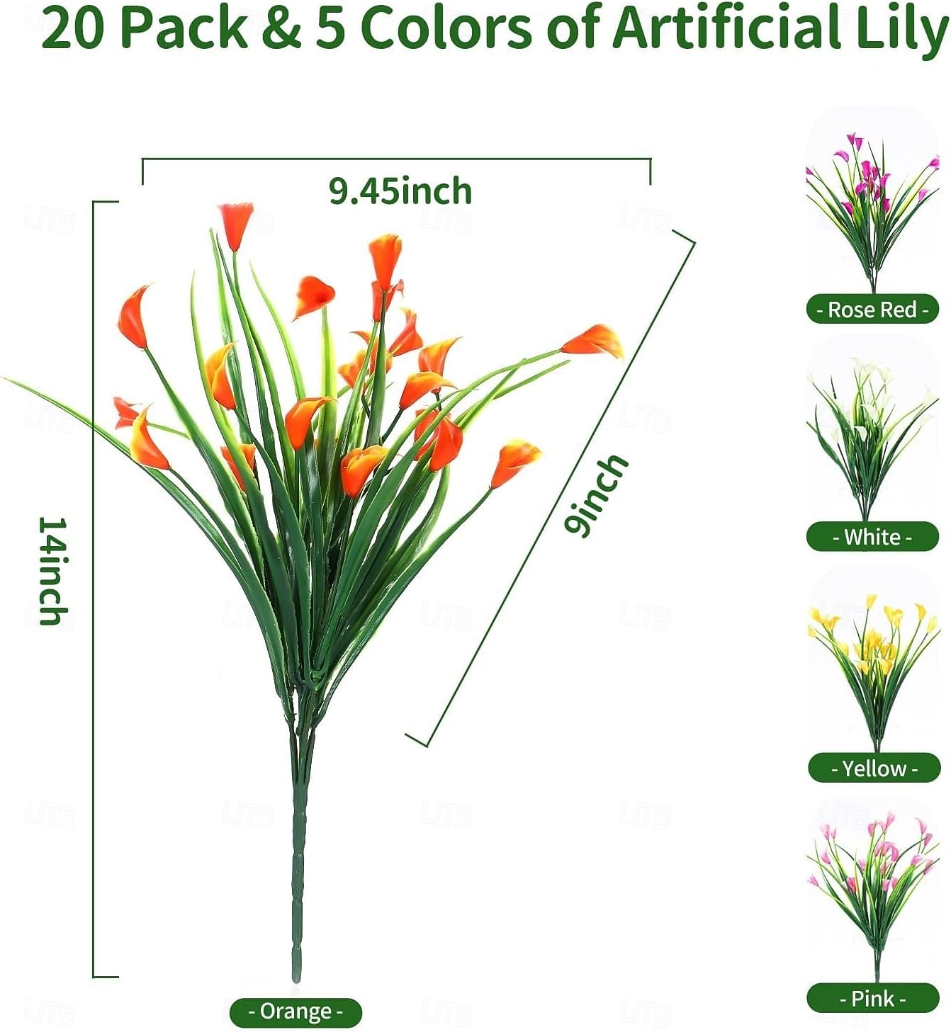 20 bunter med kunstige calla liljer til utendørs bruk, kunstige planter UV-bestandige kunstige plastblomster til innendørs blomsterkasse, veranda, sommer, kirkegård, vårdekor (fargemiks) 2026 - $27.99 –P2