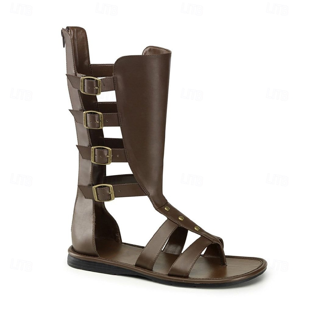 Retro vintage Middeleeuws Renaissance Sandalen Ridder Gladiator Ranger Kostuum Voor heren Keltisch Piraat Halloween Carnaval Ren Faire Retro themafeest Volwassenen Schoenen 2026 - $56.99 –P5