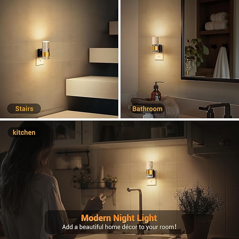 2026年 プラグイン式スマートライトセンサーLEDウォールナイトライト、モーションセンサー &光センサー式屋内LEDランプ。寝室、リビングルーム、階段、キッチン、玄関、バスルームなどの間接照明に最適。  コレクション – $23.99 –P3
