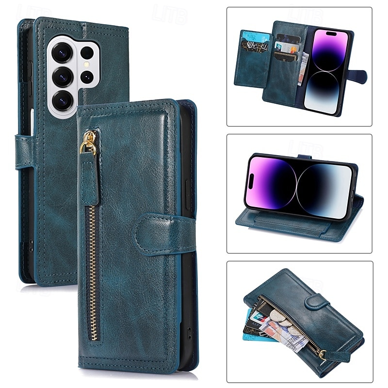 telefono Custodia Per Samsung Galaxy S26 S26 Plus S26 Ultra Custodia Portafoglio Cerniera Protezione Completa Cavalletto Retrò Pelle PU del 2026 a $20.99 –P25