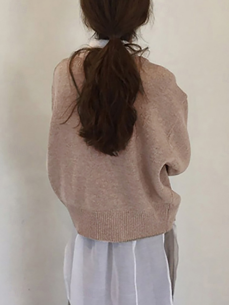 Per donna Felpa Cardigan Moda Streetwear Casual Tinta unica Girocollo Bottoni Lavorato a maglia Manica Lunga Top Regolari Maglia Quotidiano All'aperto Weekend Nero Arancione Primavera Autunno del 2026 a $37.99 –P2