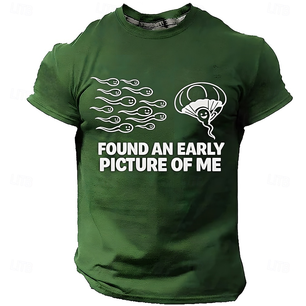 Men's FOUND AN EARLY PICTURE OF ME Funny Born Winner Graphic T-Shirt Sperm Parachute Cartoon Joke Tee Smart Player Humor Creative Gag Gift Short Sleeve Casual Designer Clothing Apparel S M L XL XXL XX 2026 - $21.99 –P2